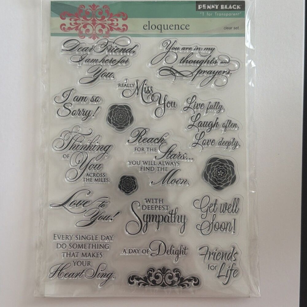 Penny Black Eloquence Sentiment stamp set sympathy prayers miss you love to you